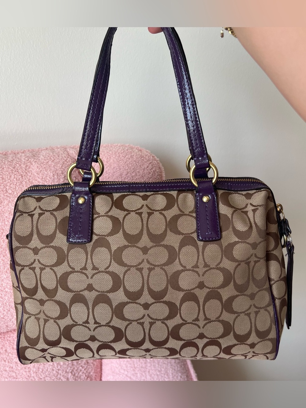 Coach Signature Python Stripe Satchel - Picture 2 of 7